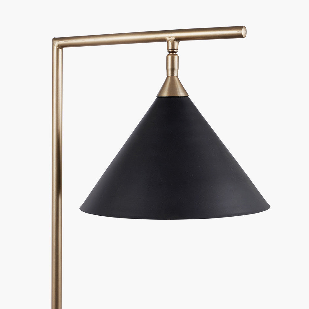 Sophisticated Matt Black & Antique Brass Floor Lamp – Modern Metal Design