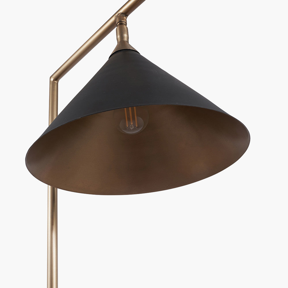 Sophisticated Matt Black & Antique Brass Floor Lamp – Modern Metal Design