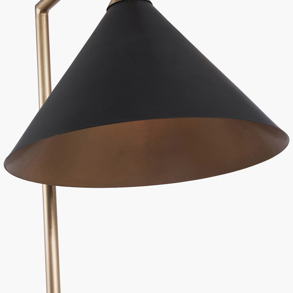 Sophisticated Matt Black & Antique Brass Floor Lamp – Modern Metal Design