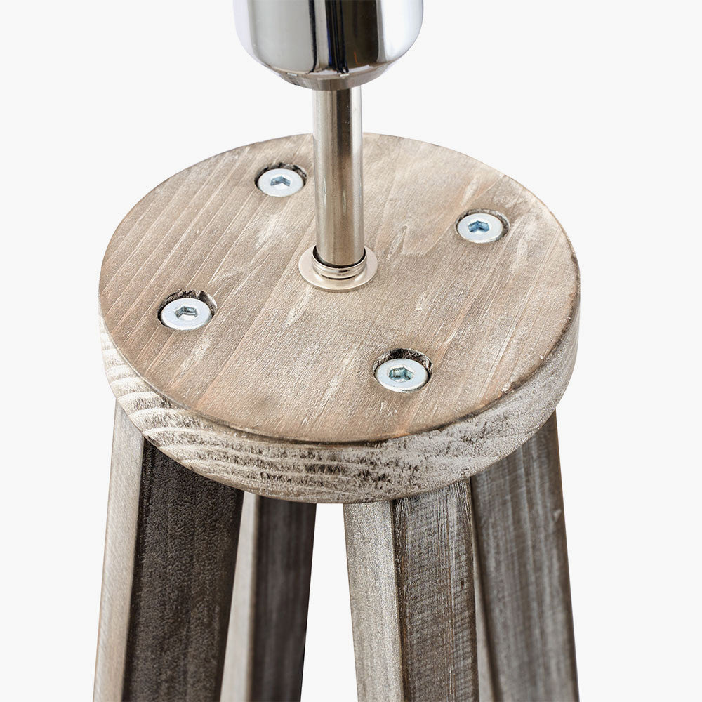 Modern Grey Wash Wooden Tripod Floor Lamp Base – Contemporary Style