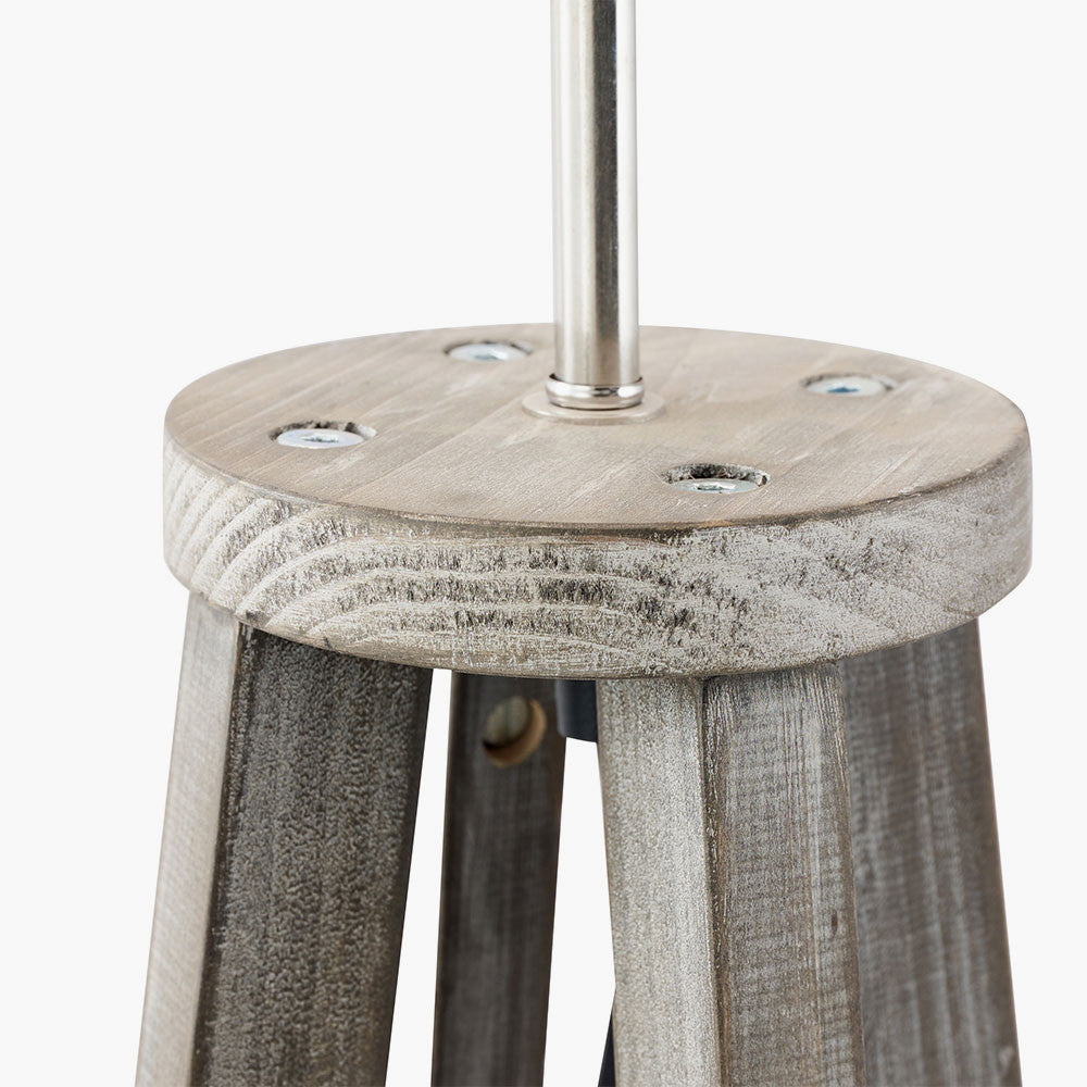 Modern Grey Wash Wooden Tripod Floor Lamp Base – Contemporary Style