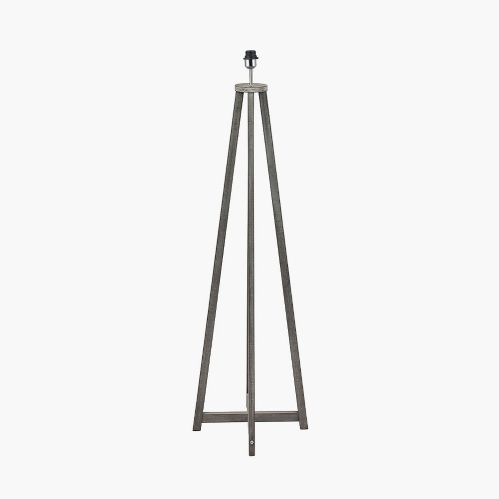 Modern Grey Wash Wooden Tripod Floor Lamp – Contemporary Style  