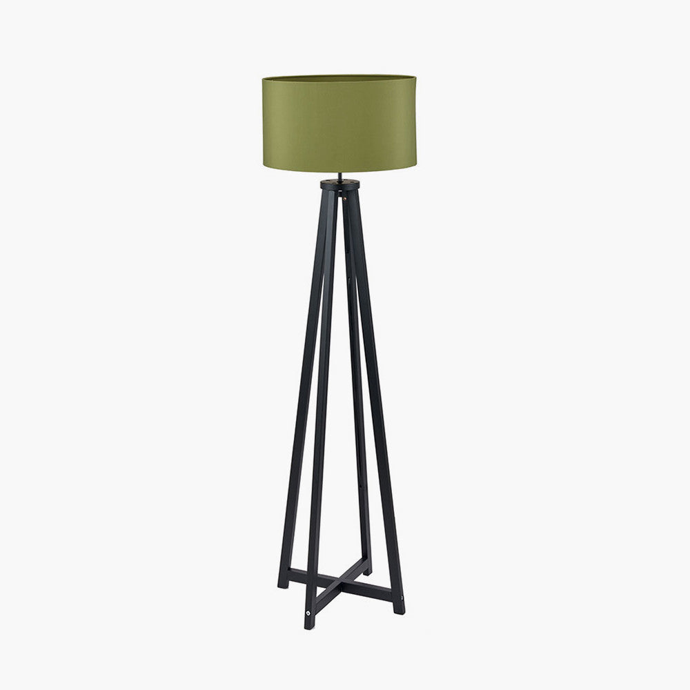 Black Wooden Floor Lamp Base – Modern 4-Leg Standing Light Base Only (136 cm)