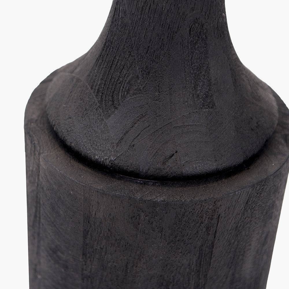 Contemporary Black Mango Wood Floor Lamp - Base Only