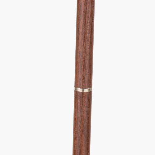 Traditional Dark Wood & Silver Floor Lamp with Black Cotton Shade