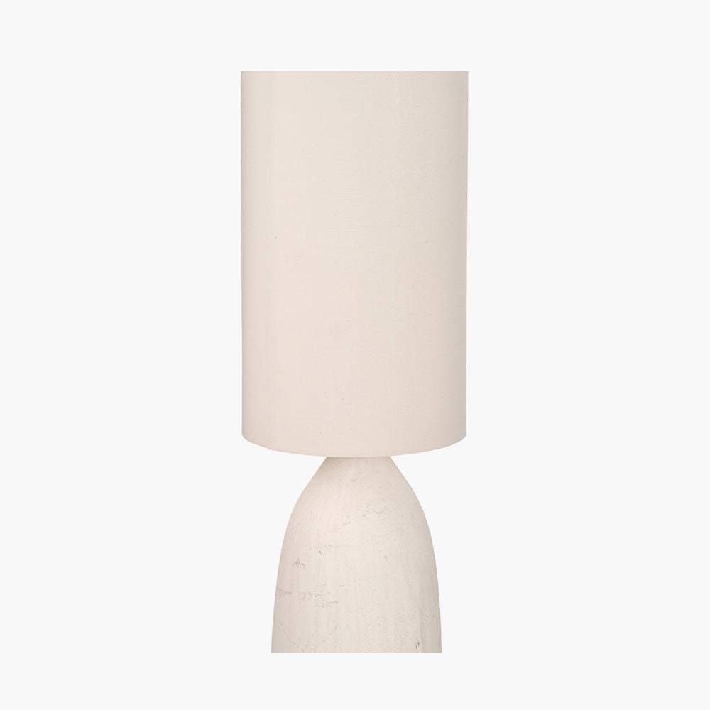 Modern White Ceramic Floor Lamp With An Off White Cotton Shade