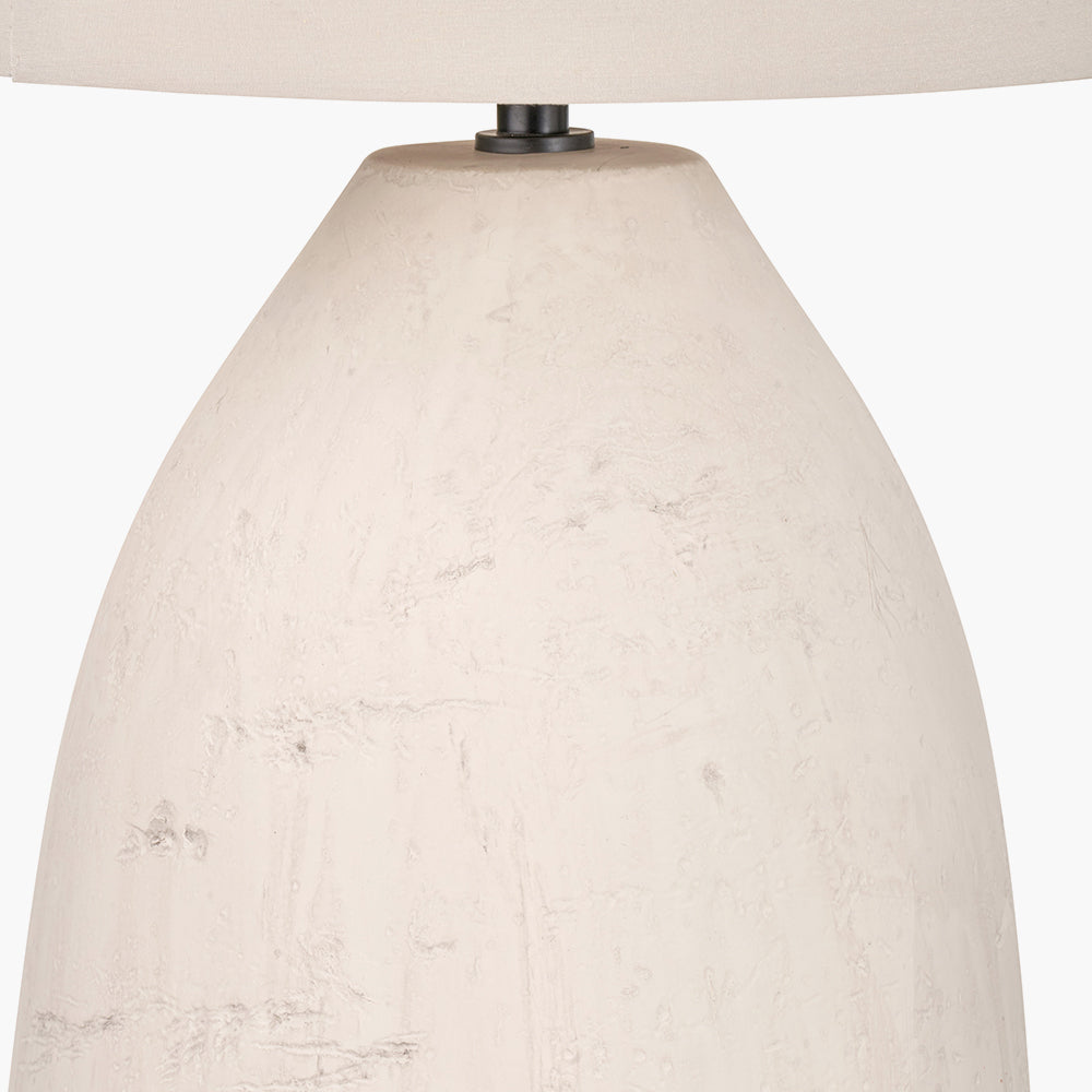 Modern White Ceramic Floor Lamp With An Off White Cotton Shade