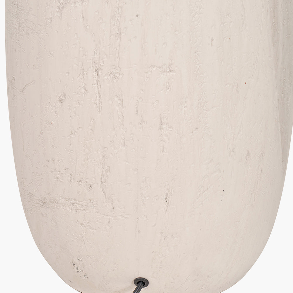 Modern White Ceramic Floor Lamp With An Off White Cotton Shade