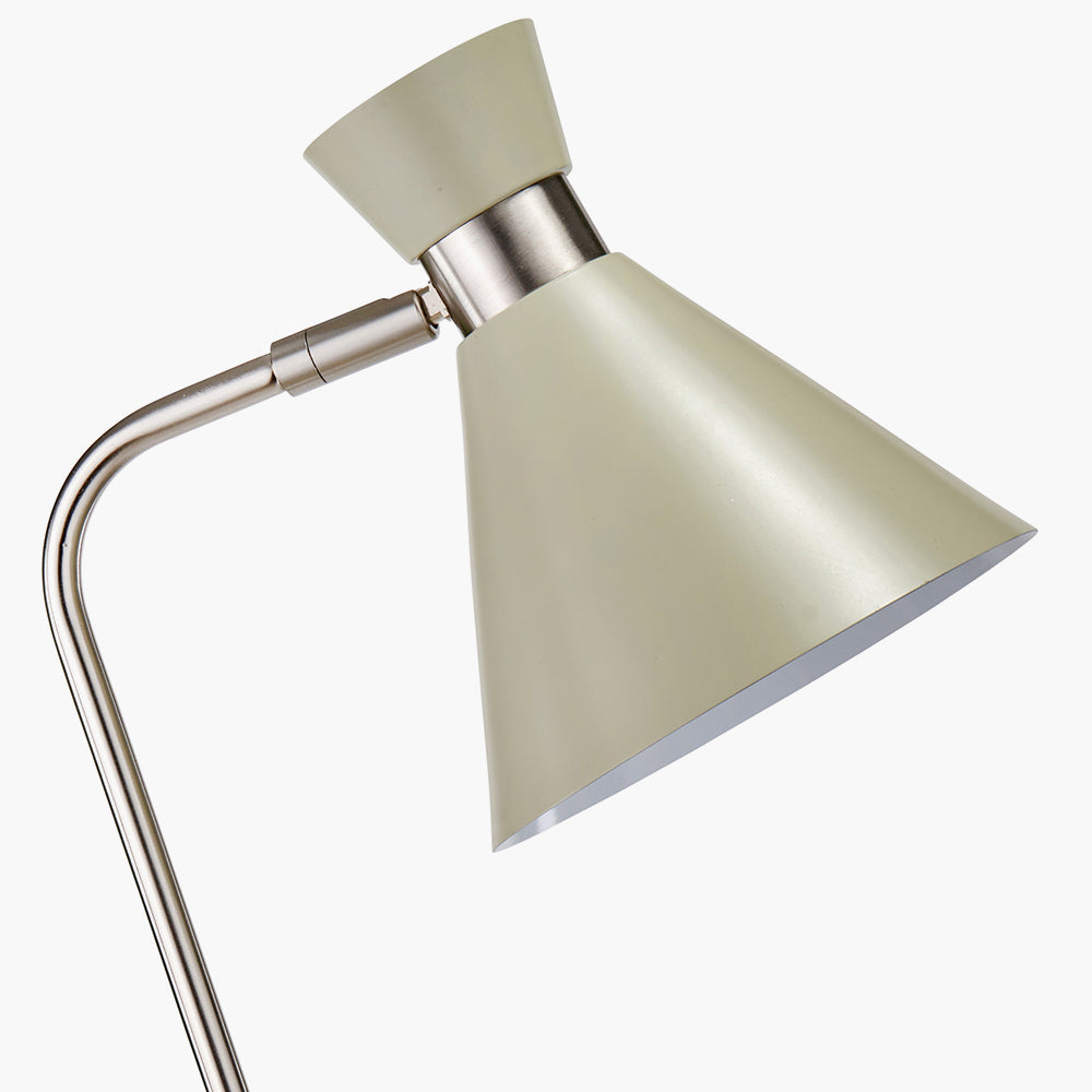 Sage Green & Silver Task Floor Lamp with Adjustable Head