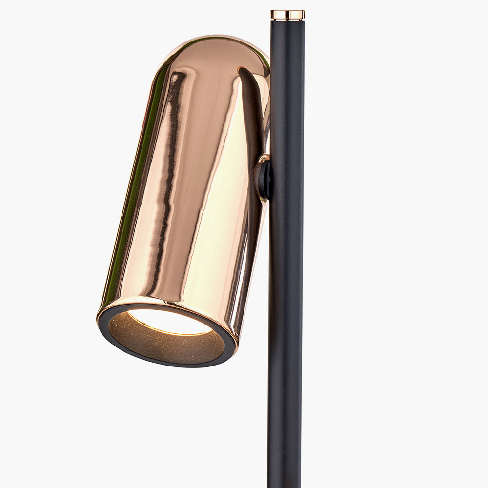 Contemporary Black & Rose Gold Metal Floor Lamp - 151cm