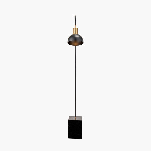 Contemporary Black & Gold Metal Floor Lamp with Marble Block Base - 141 cm