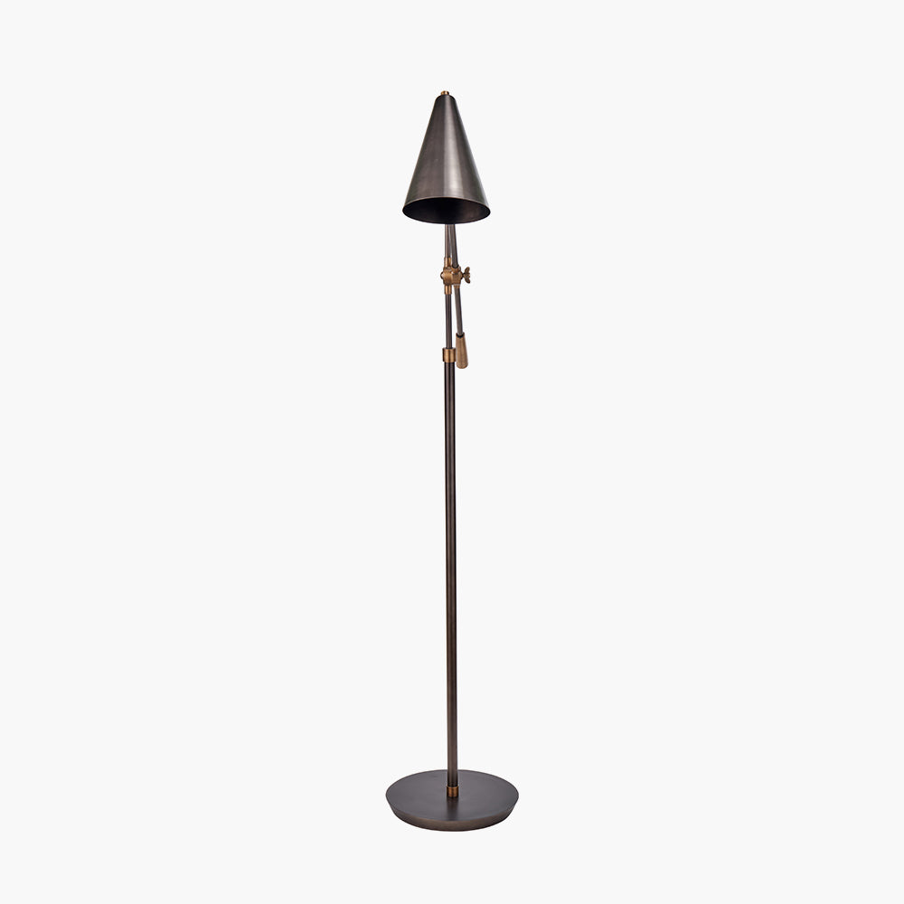 Industrial Antique Bronze Task Floor Lamp – Adjustable Brass Accents