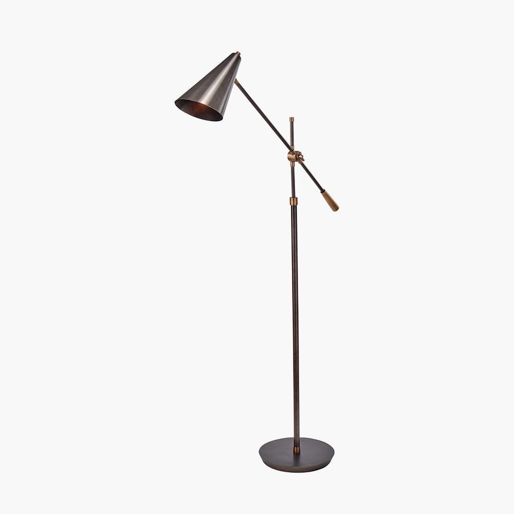 Industrial Antique Bronze Task Floor Lamp – Adjustable Brass Accents