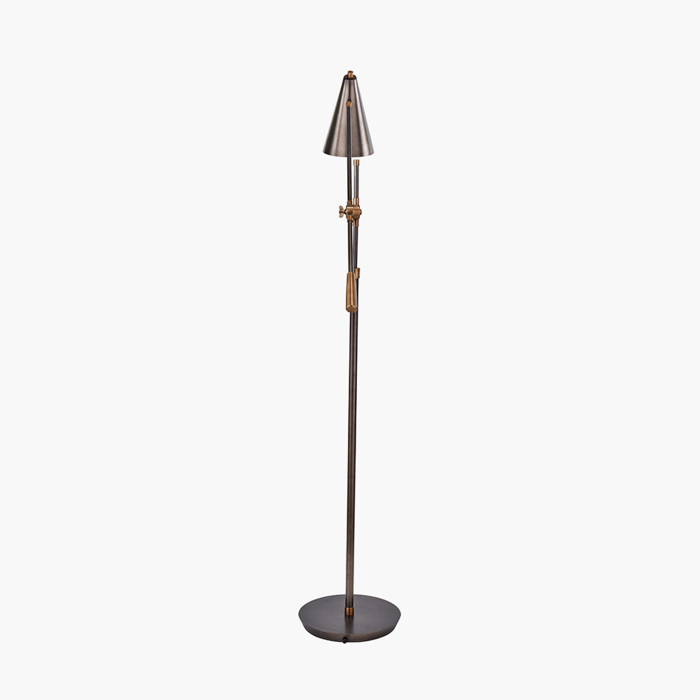 Industrial Antique Bronze Task Floor Lamp – Adjustable Brass Accents