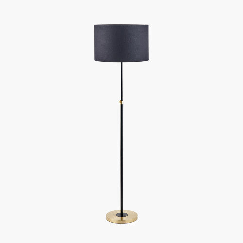 Traditional Black & Gold Metal Floor Lamp with Black Fabric Shade