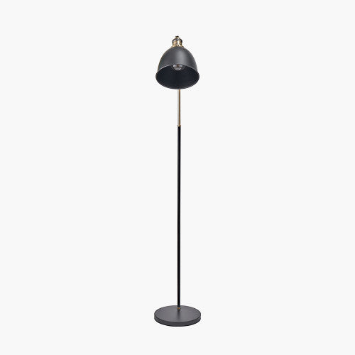Modern Black Floor Lamp – Adjustable Shade & Gold Accents  