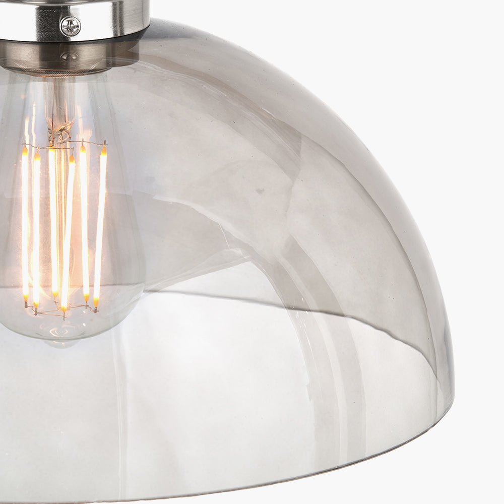 Cecilia Smoked Glass Dome Pendant - 30 cm