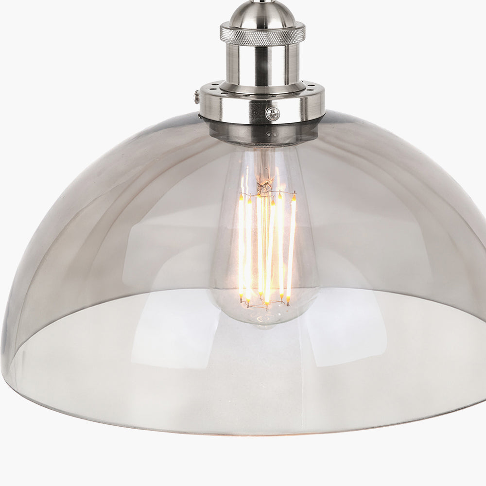 Cecilia Smoked Glass Dome Pendant - 30 cm