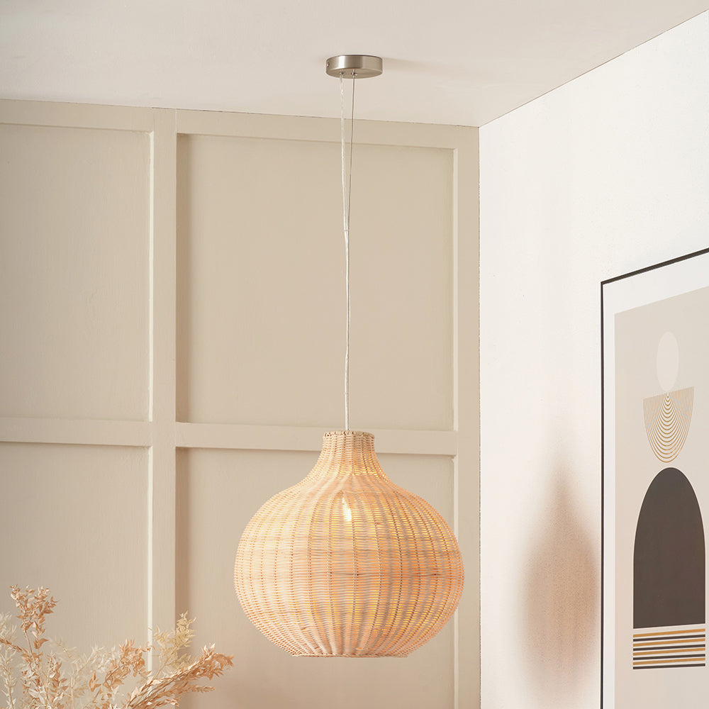 Allona Natural Woven Rattan Pendant  40 cm