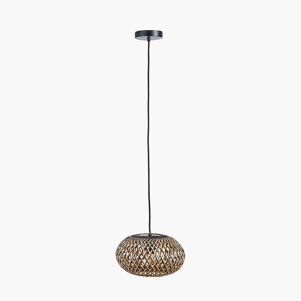 Evianna Black and Natural Rattan Pendant  30 cm