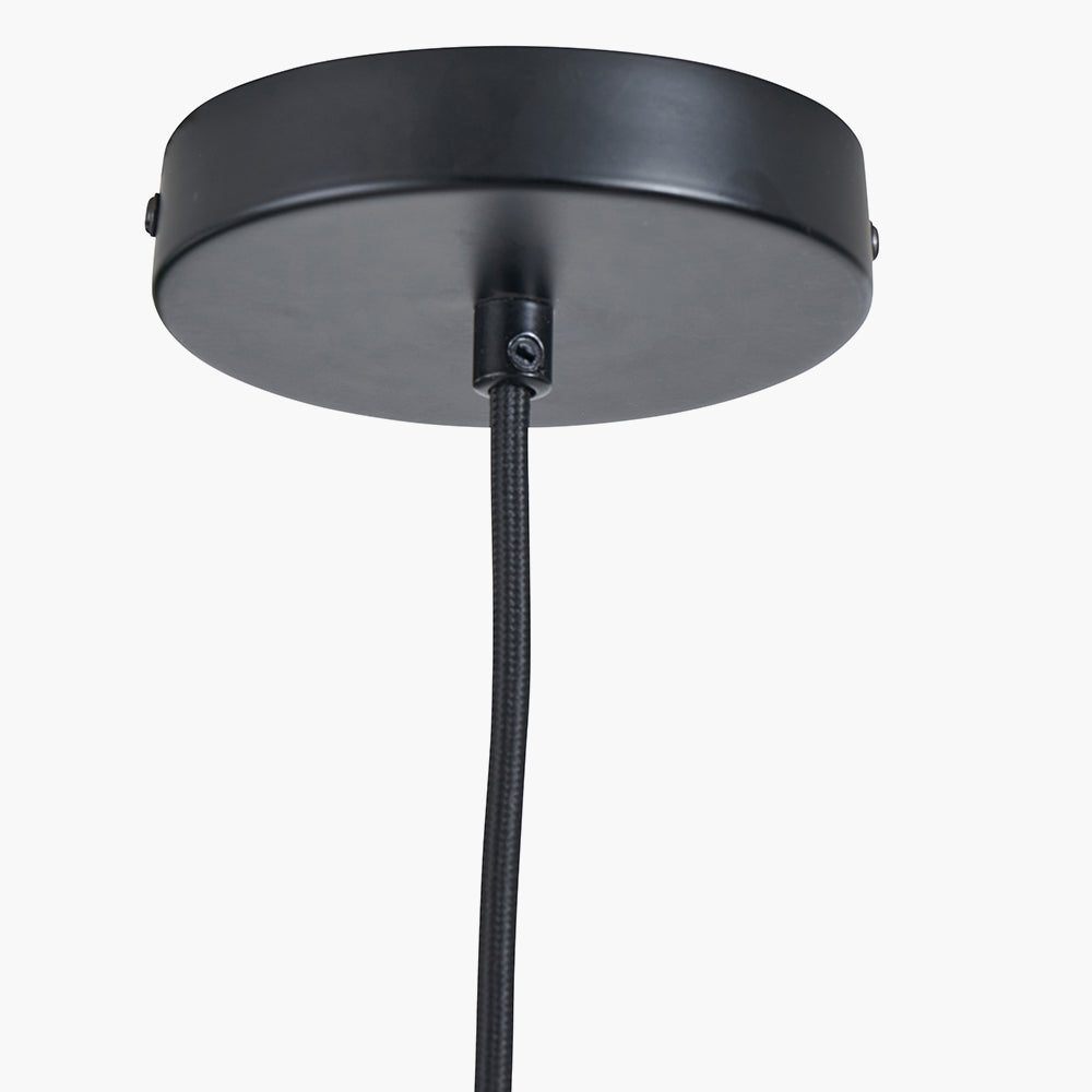Contemporary Black & Natural Rattan Ceiling Light Pendant - 30 cm