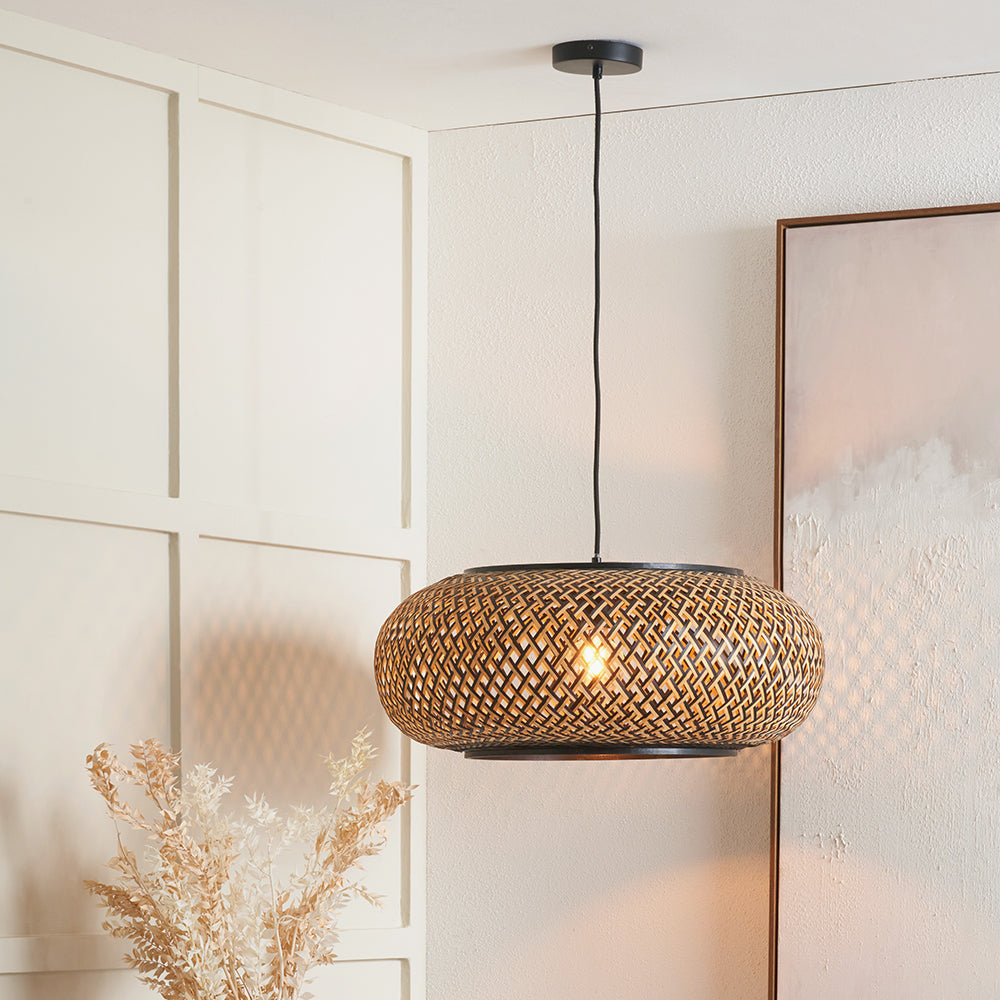 Large Natural Rattan Pendant Light  Boho Ceiling Lamp Shade