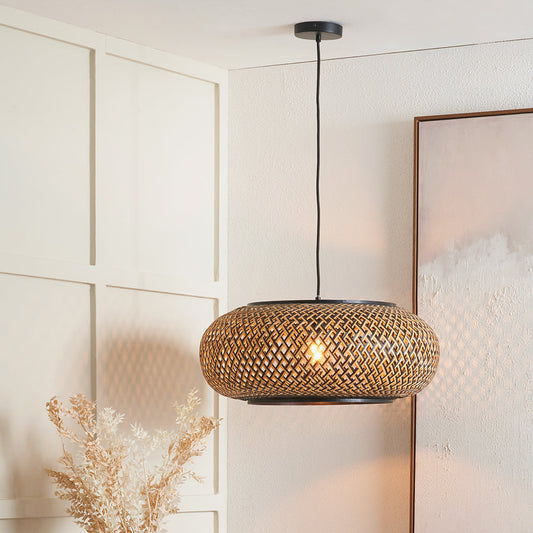 Large Natural Rattan Pendant Light  Boho Ceiling Lamp Shade
