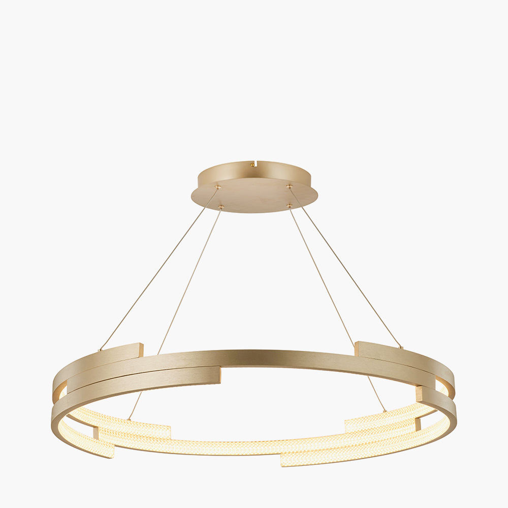 Sienna Gold Metal LED Ring Pendant  82 cm