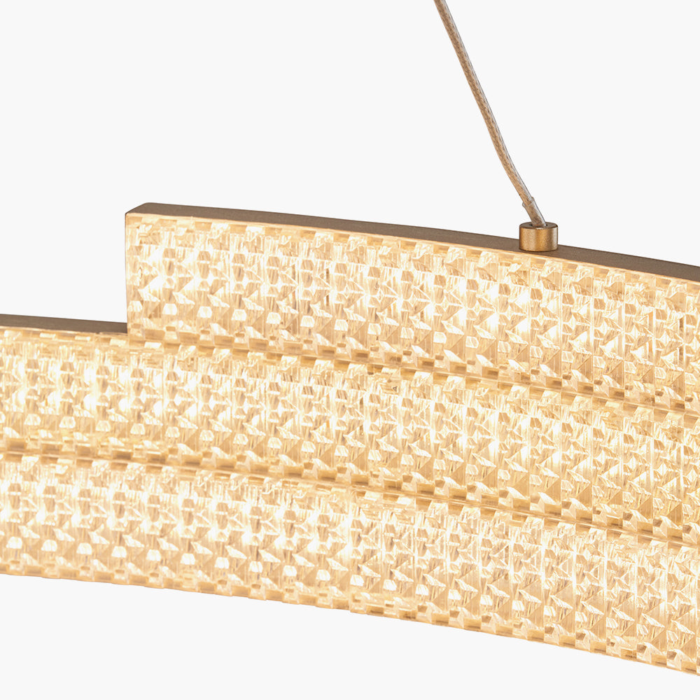 Sienna Gold Metal LED Ring Pendant - 82 cm