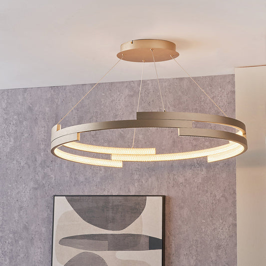 Sienna Gold Metal LED Ring Pendant  82 cm