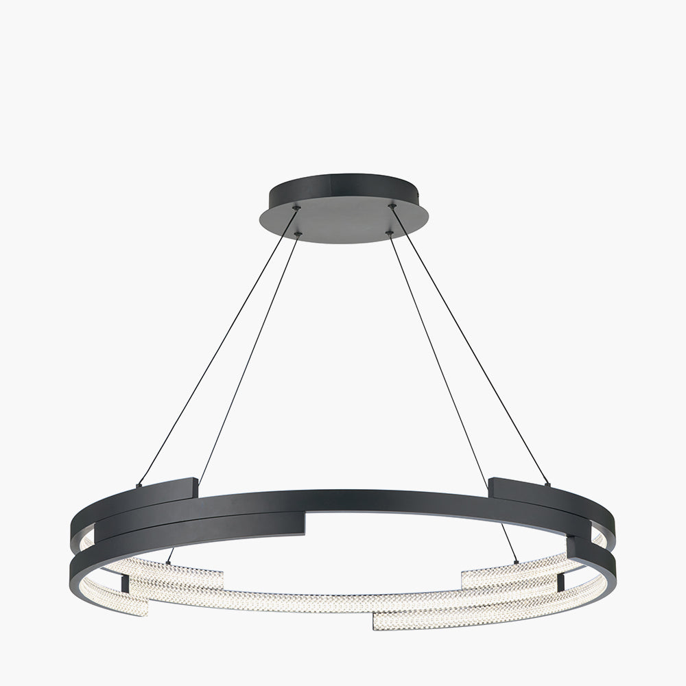 Sienna Black Metal LED Ring Pendant - 82 cm
