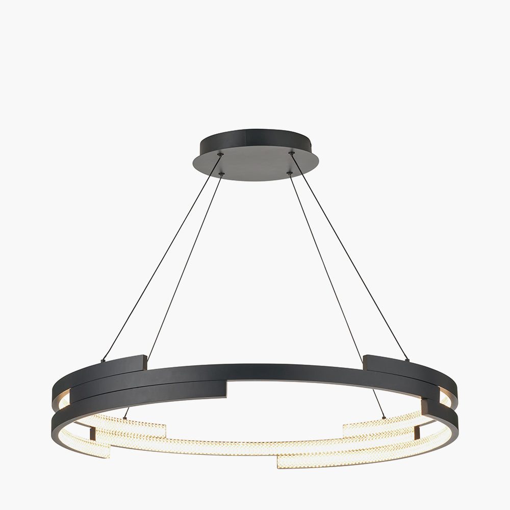 Sienna Black Metal LED Ring Pendant - 82 cm