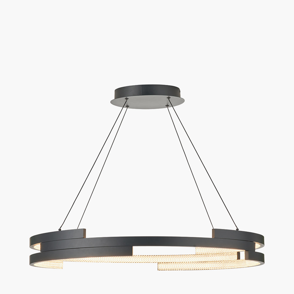 Sienna Black Metal LED Ring Pendant  82 cm