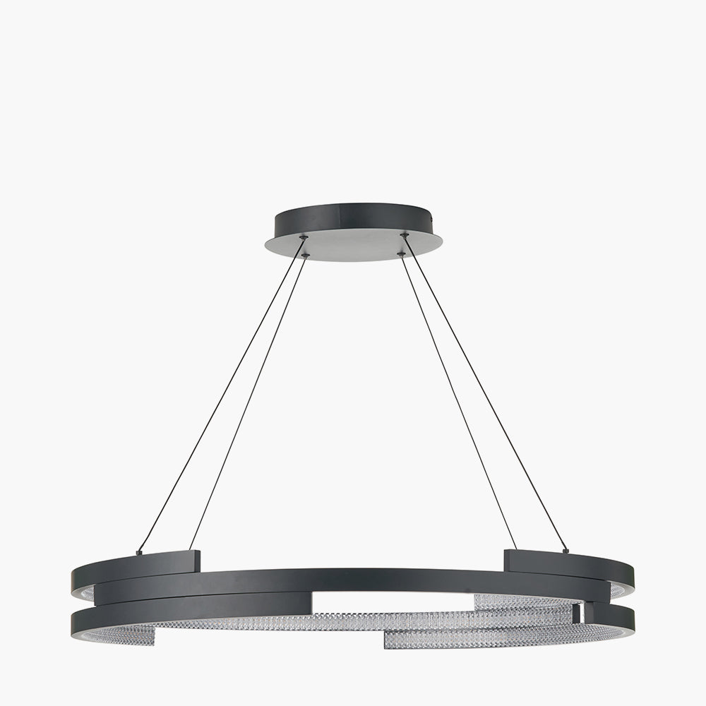 Sienna Black Metal LED Ring Pendant - 82 cm