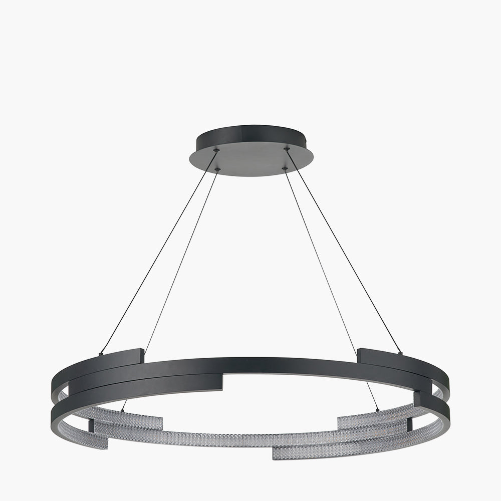 Sienna Black Metal LED Ring Pendant - 82 cm