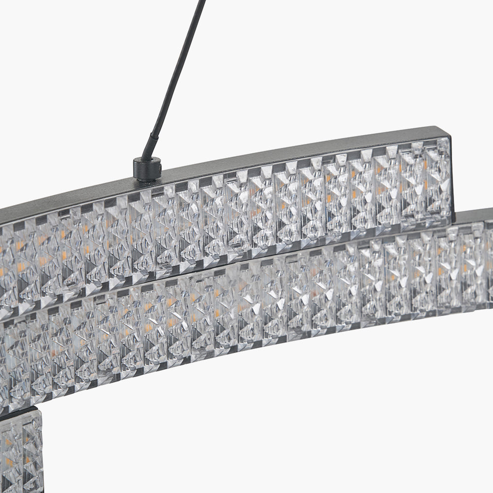Sienna Black Metal LED Ring Pendant - 82 cm