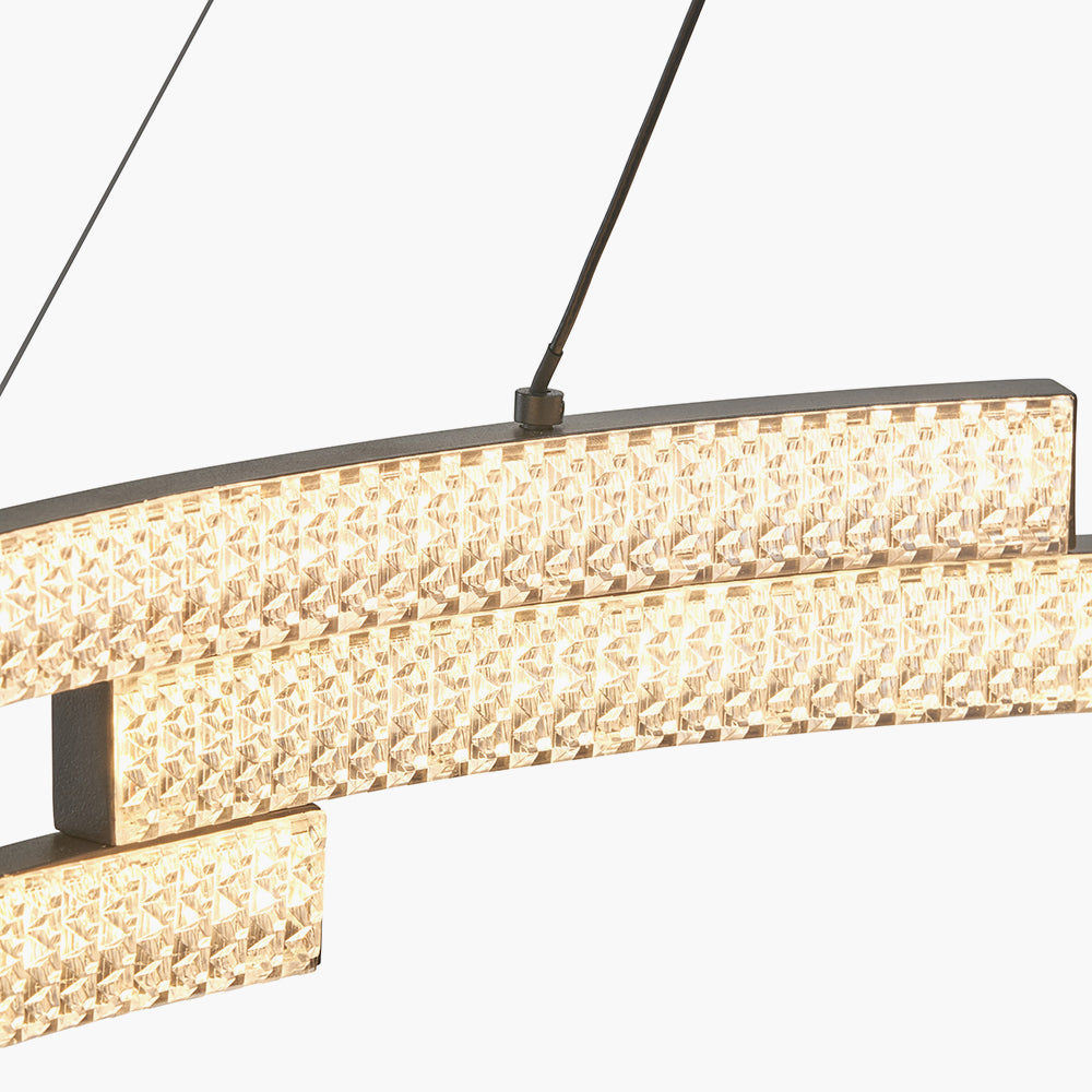 Sienna Black Metal LED Ring Pendant - 82 cm
