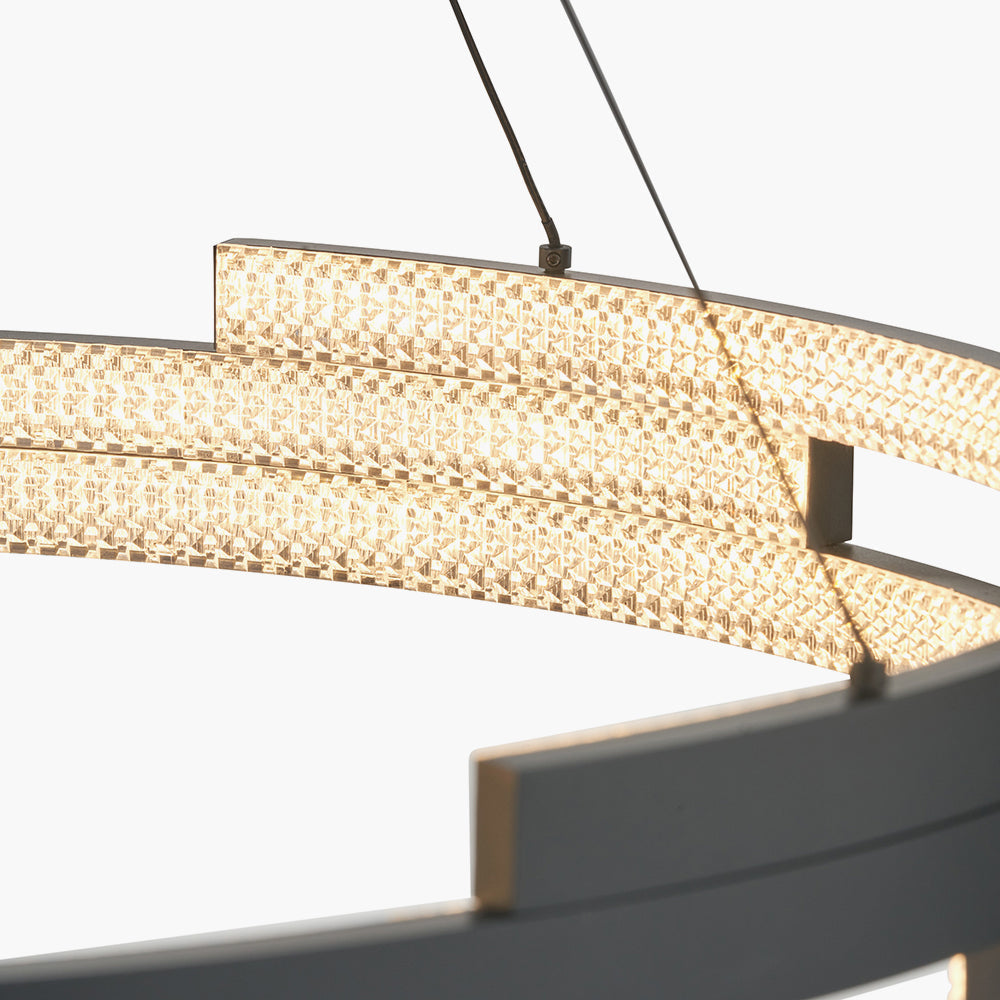 Sienna Black Metal LED Ring Pendant - 82 cm