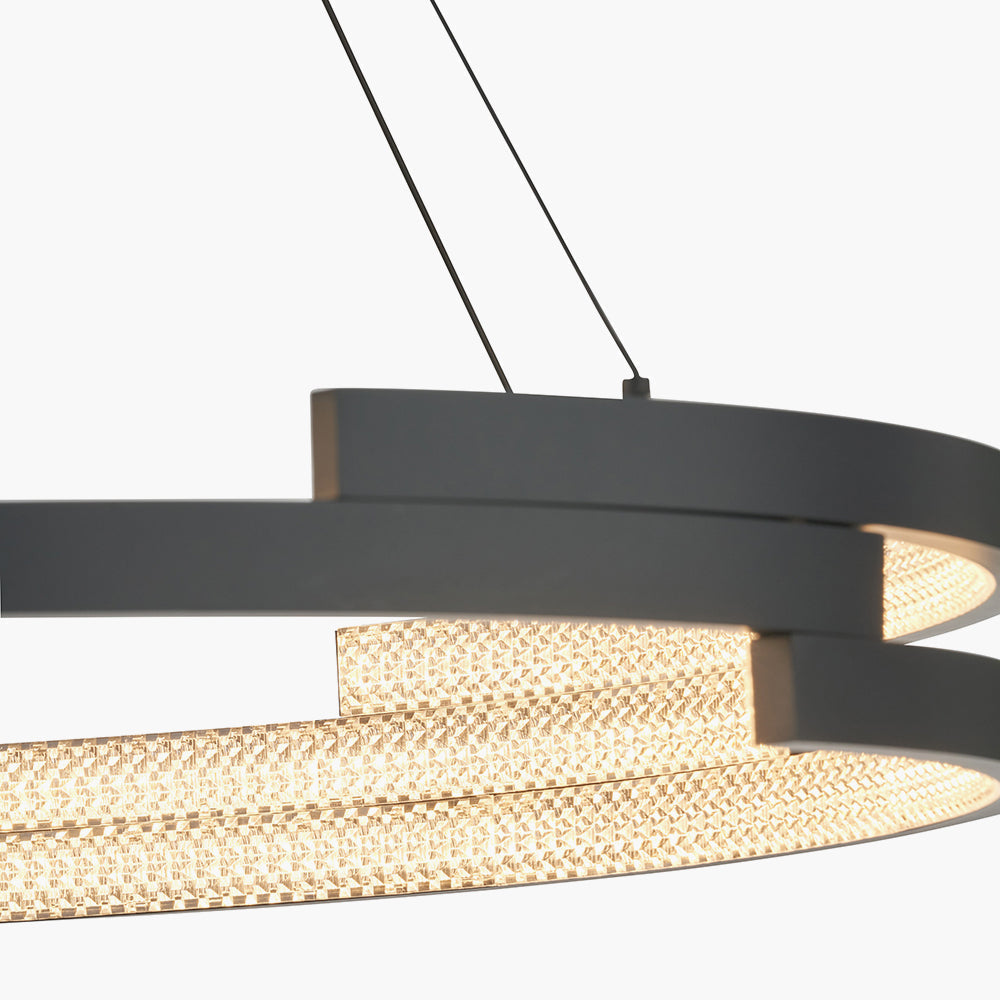 Sienna Black Metal LED Ring Pendant - 82 cm