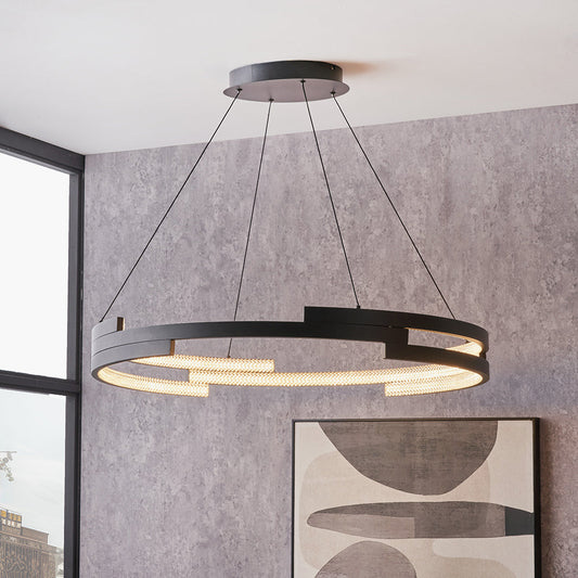 Sienna Black Metal LED Ring Pendant  82 cm