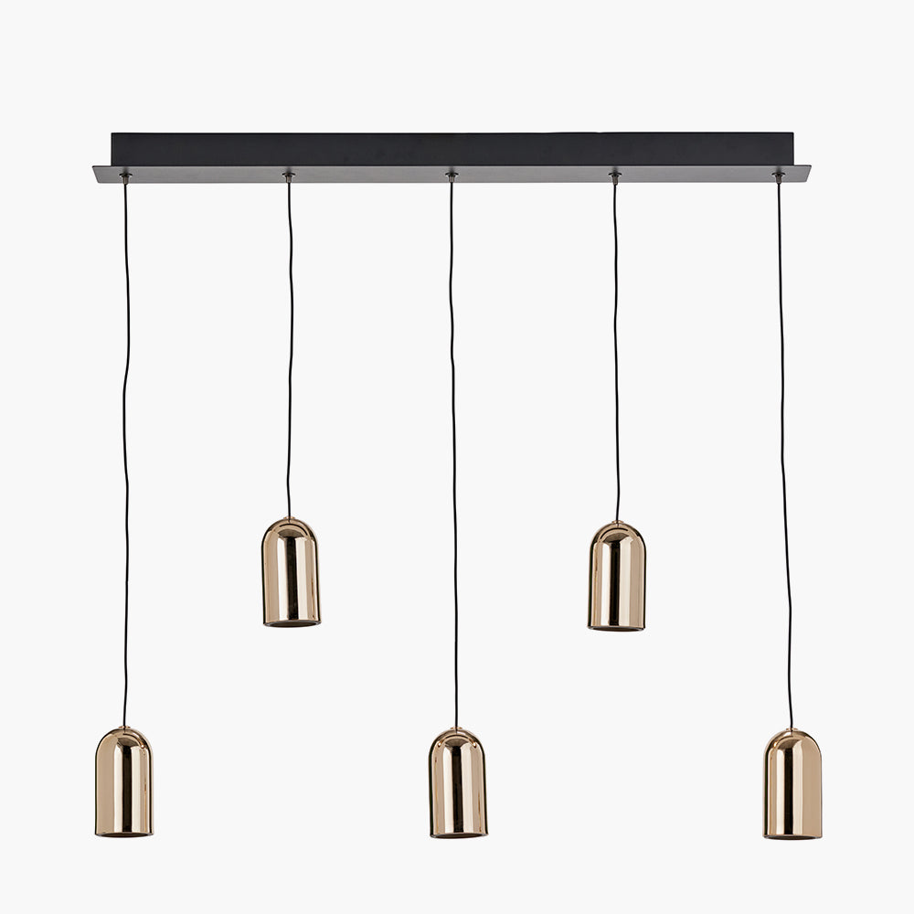 Xena Black and Rose Gold Metal 5 Drop LED Pendant  81 cm