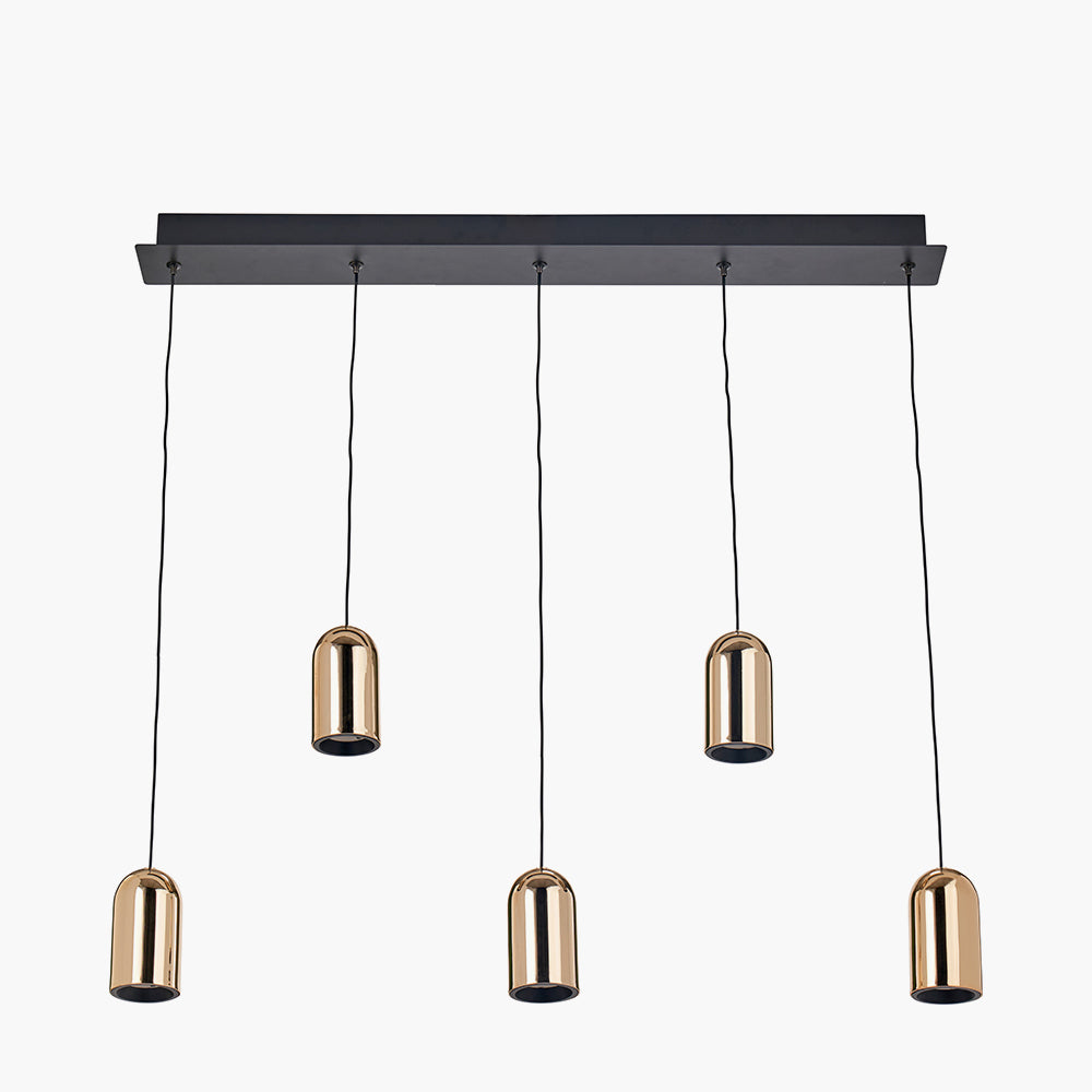 Xena Black and Rose Gold Metal 5 Drop LED Pendant - 81 cm