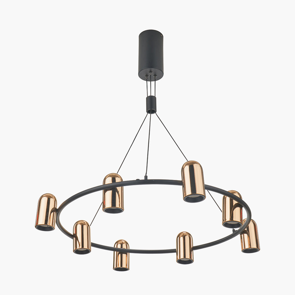 Xena Black and Rose Gold Metal 8 Light LED Pendant - 79 cm