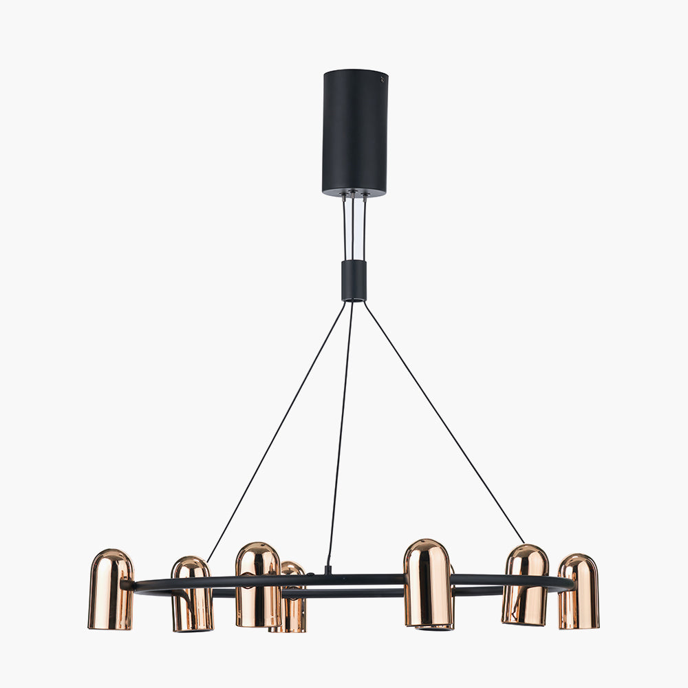 Xena Black and Rose Gold Metal 8 Light LED Pendant  79 cm