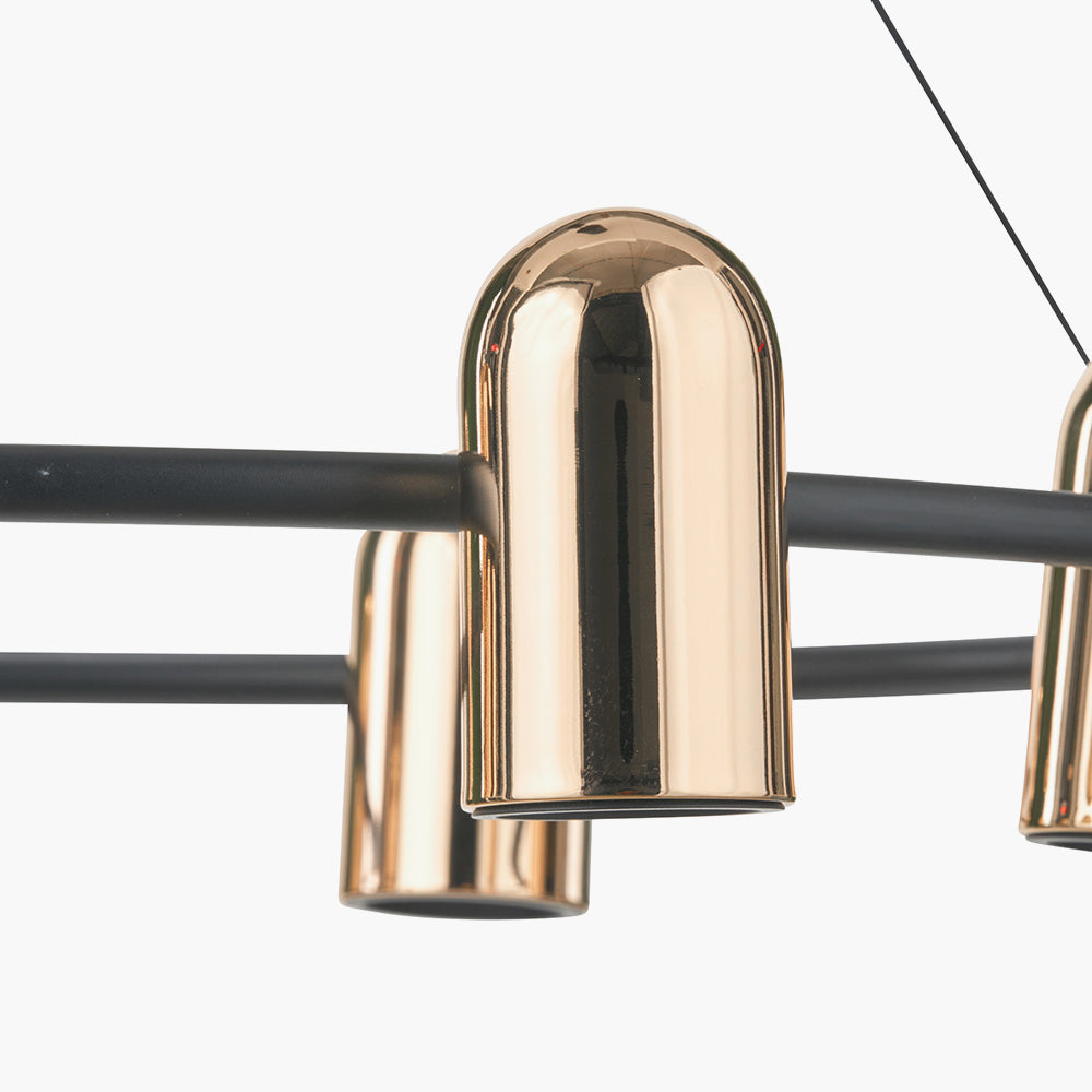 Xena Black and Rose Gold Metal 8 Light LED Pendant - 79 cm