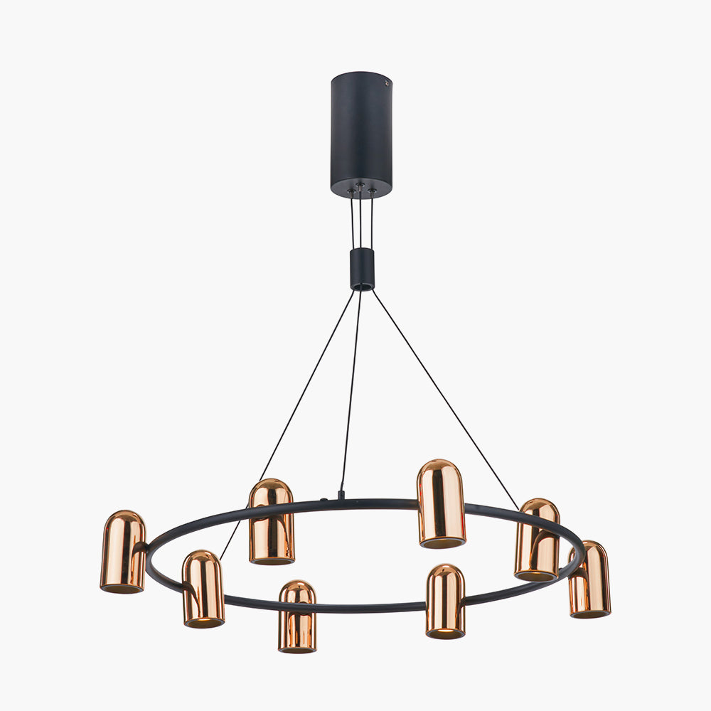 Xena Black and Rose Gold Metal 8 Light LED Pendant - 79 cm