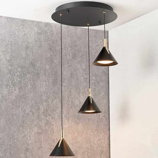 Astarion Matt Black and Gold Multi Drop LED Pendant  42 cm