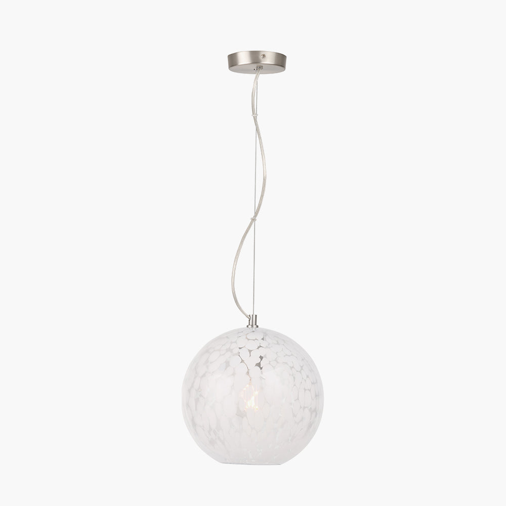 Aurora Speckled White Glass Spherical Ceiling Light Pendant
