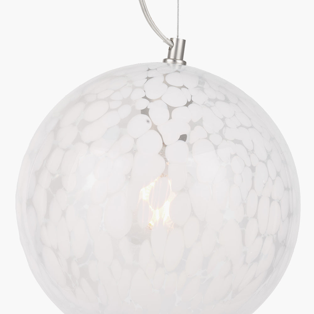 Aurora Speckled White Glass Spherical Ceiling Light Pendant
