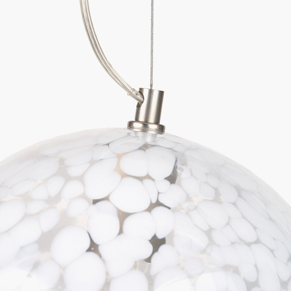Aurora Speckled White Glass Spherical Ceiling Light Pendant